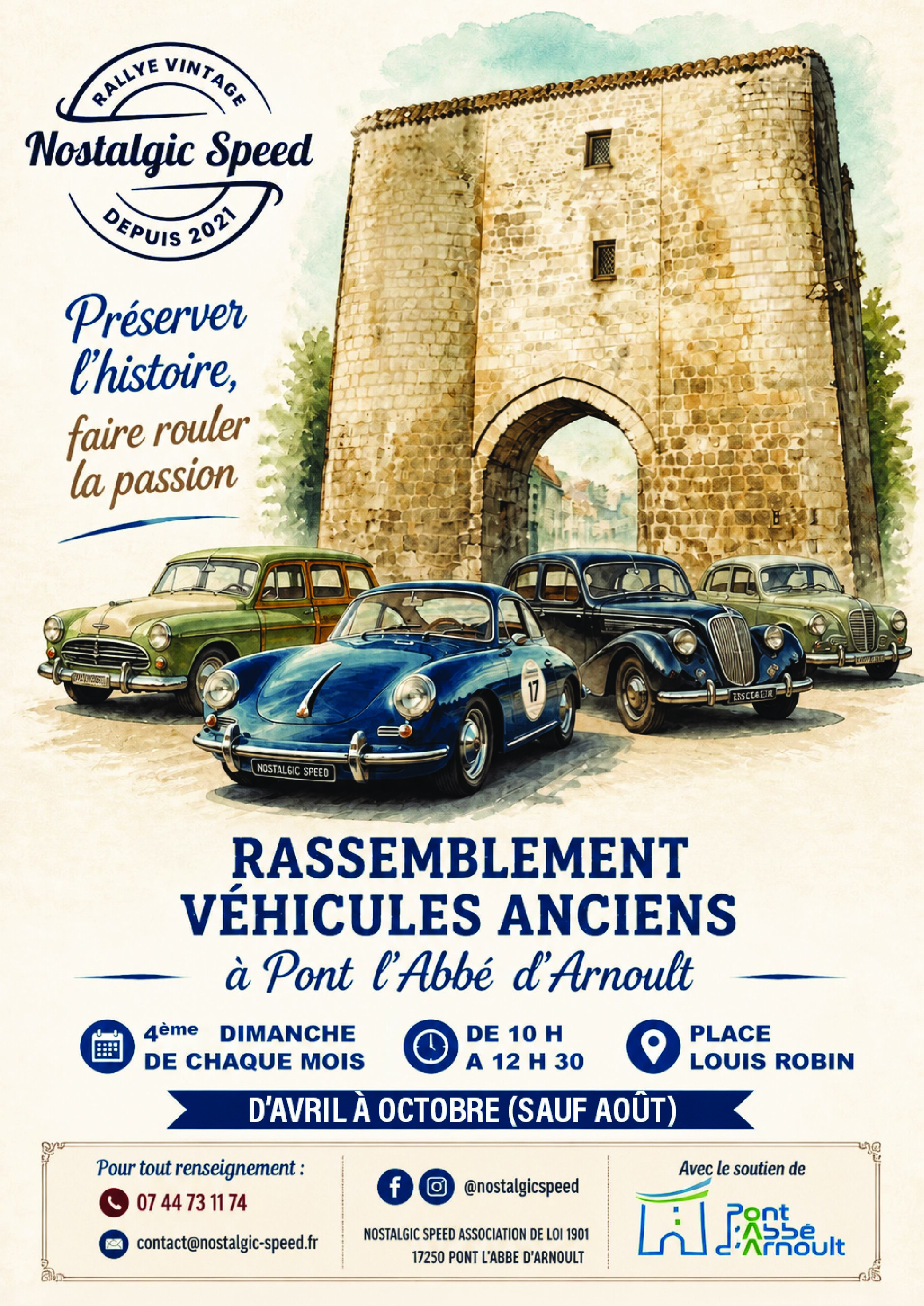 affiche de l'evenement Rassemblement de véhicules anciens à Pont l’Abbé d’Arnoult