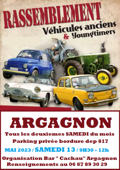 Rassemblement mensuel de véhicules anciens à Argagnon