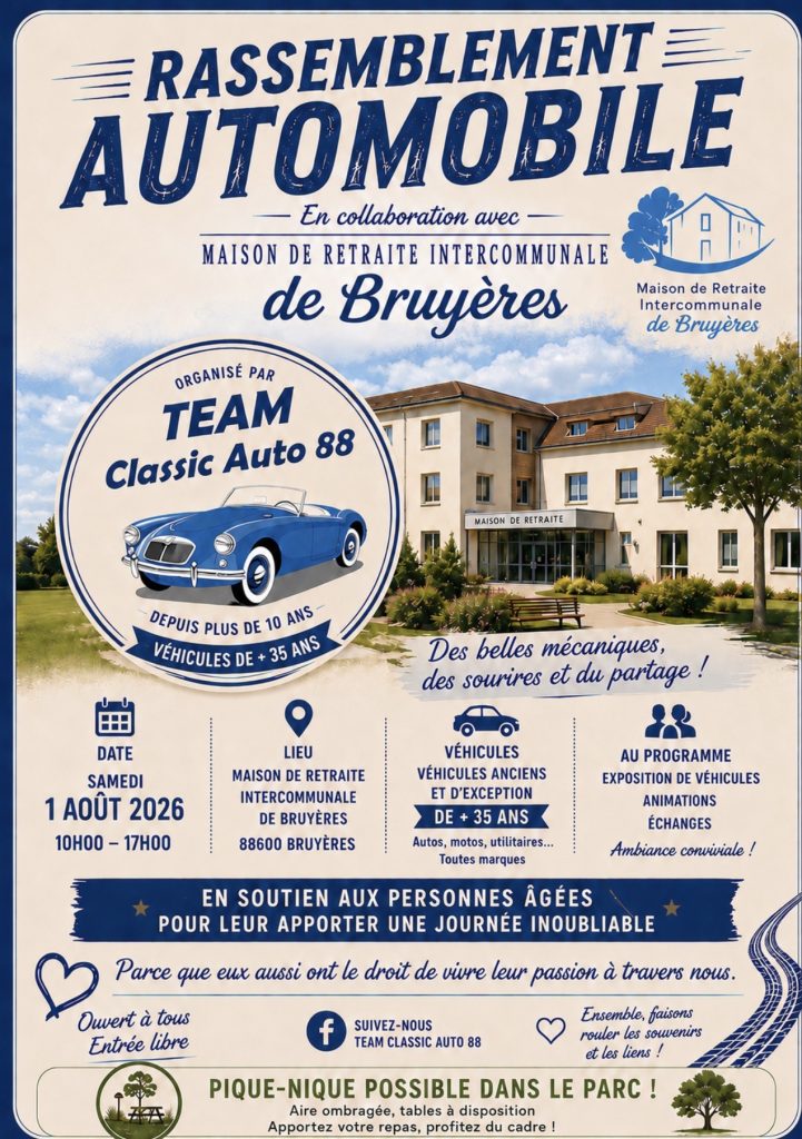 Exposition de véhicules anciens à la Maison de Retraite Intercommunale de Bruyères